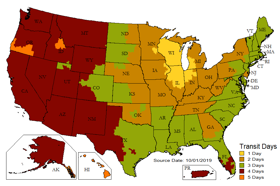 UPS Ground Map